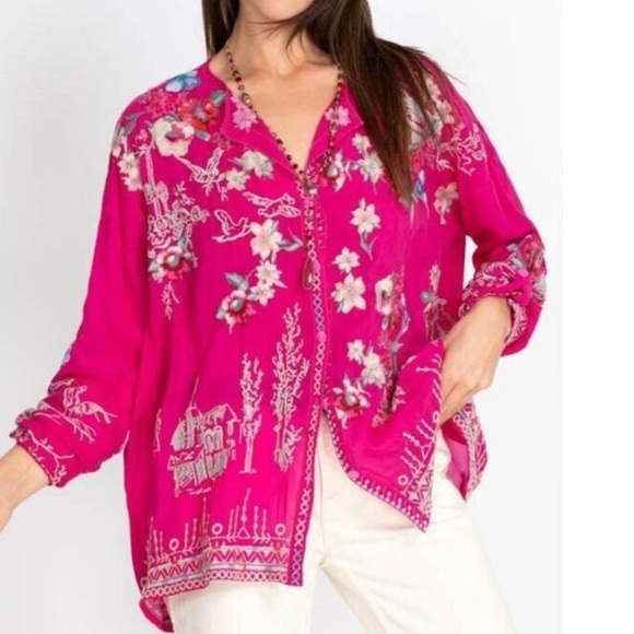 Johnny Was heavily embroidered  Elias Blouse NWT - Picture 3 of 14